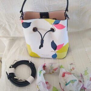 NWOT Kate Spade 'Eva'  w-a matching scarf! crossbody bucket tote multi-colors